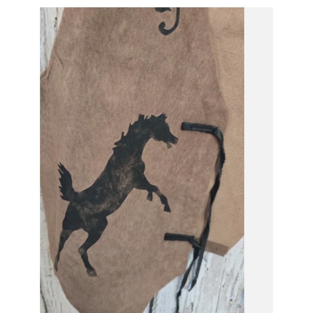 Thistle Hills Handmade Montana Leather Vest Hand Painted Horse Western USA Men S - Picture 2 of 16